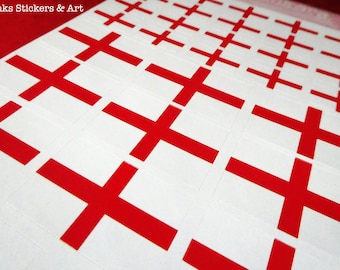 England Flag Stickers! 1 Sheet of GLOSSY stickers 31 stickers per sheet.