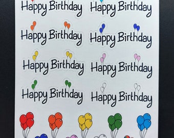 Happy Birthday stickers! Balloon stickers! Wide range of bright colours! Ideal for birthday cards and invitations.