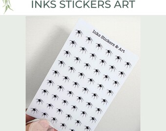 Minimalist Spider Planner Stickers – Black Ink Animal Sticker Sheet for Journals & Planners