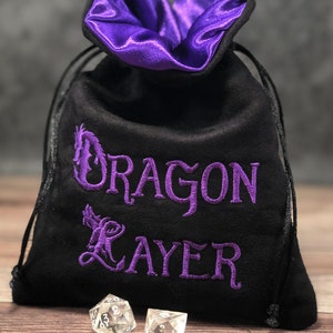 Dice Bags Pouches Holder Storage, DnD Dungeons and Dragons RPG Roleplaying Dice Bag Gifts Games, Embroidered Drawstring Dice Bag Pouch Dragon Layer