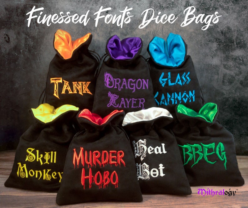 Dice Bags Pouches Holder Storage, DnD Dungeons and Dragons RPG Roleplaying Dice Bag Gifts Games, Embroidered Drawstring Dice Bag Pouch image 1