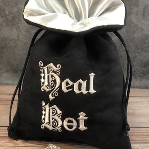 Bolsas de dados Bolsa de almacenamiento de soporte, mazmorras DnD y dragones RPG rol juego de dados bolsa de regalos juegos, bordados dibujos bolsa bolsa bolsa Heal Bot