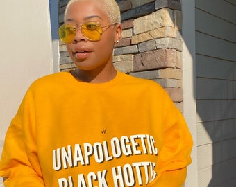 Unapologetic Black Hottie Signature Crewneck | Oversized Sweatshirt | Sweaters  | Crewneck Sweatshirt | Hoodies For Women | Black Owned Shop