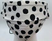 Black Ink Drop Pattern- Fitted Mask with Soft Adjustable Ear Loops and Toggles