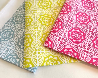 Tile Design Tea Towel Hand Printed Cotton