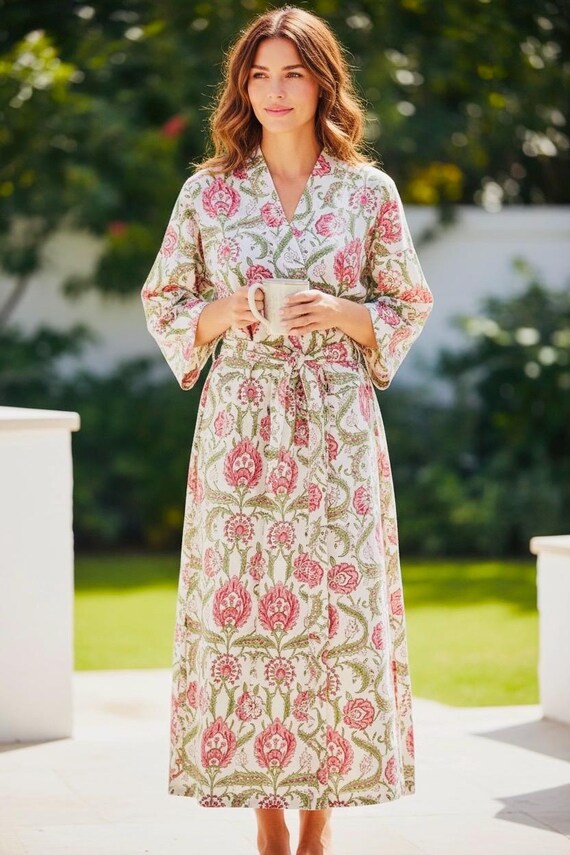 Cotton Dressing Gowns Handcrafted Block Printed | Lightweight Robes | Boho  Loungewear | Resort Wear - Etsy