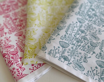 Meadow Flowers Tea Towel Hand Printed Cotton