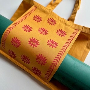 Yoga Bag / Pilates Bag  / Beach Bag, Organic Cotton, Hand Printed