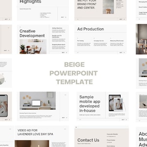 Editable PowerPoint template, beige, minimalist and elegant, modern template for business