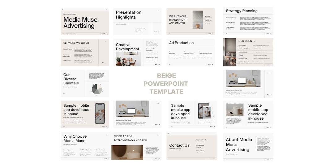 Editable Powerpoint Template, Beige, Minimalist and Elegant, Modern ...