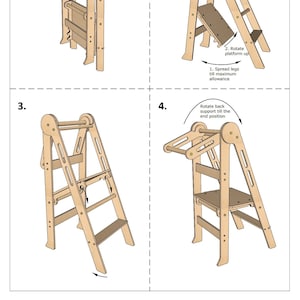 DIY Plans for Foldable Toddler Helper Step Stool, Montessori Kitchen Tower.