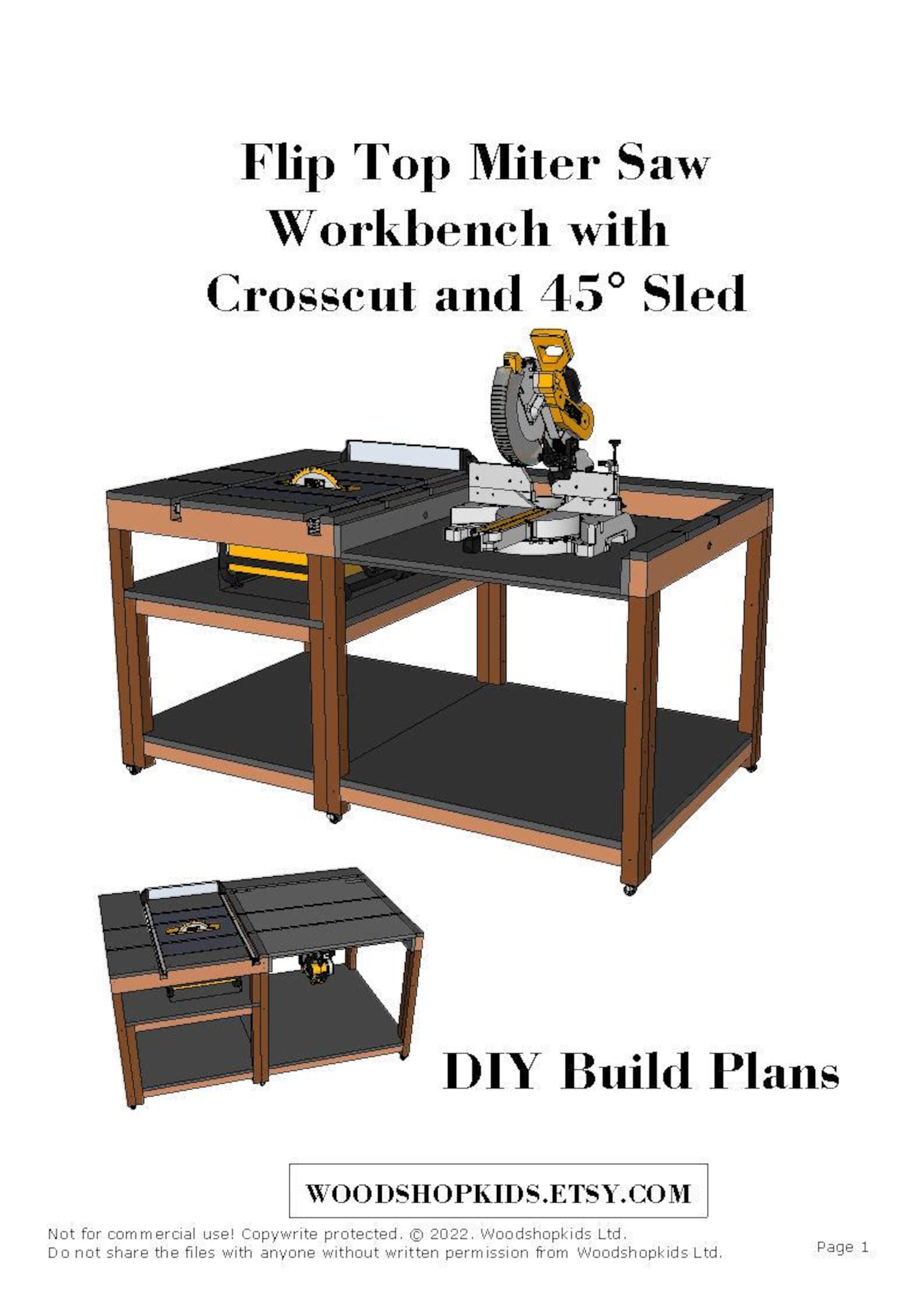 Flip Top Miter Saw Table Build Plans: Foldable Router Workbench (PDF ...