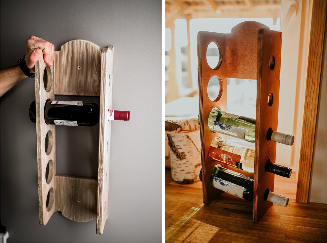 Wall Mounted or Free Standing Wooden Wine Rack, Shelf Etsy