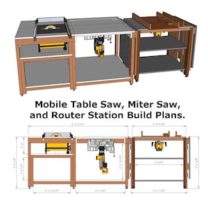 Flip Top Miter Saw Table Build Plans: Foldable Router Workbench (PDF)