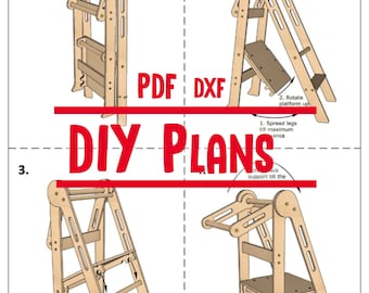 DIY-Pläne für Kleinkindhelfer, Tritthocker, Montessori-Küchenturm.