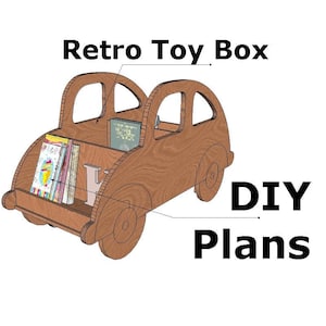 DIY-plannen voor kinderen Retro speelgoeddoos op wielen met gemakkelijk toegankelijke montessori-boekenplank, CNC-houtbewerking, kniplijst