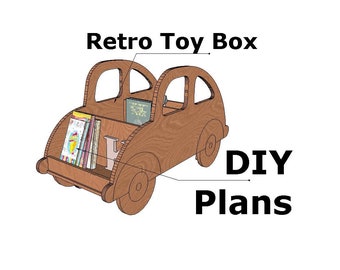 Retro Car Toy Box DIY Plans: Montessori Bookshelf, CNC Woodworking (Digital Download)
