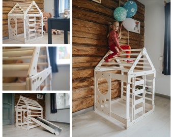 DIY Plans for Kids Playhouse with Slide, CNC Woodworking Plans, Toddler Climbing Jungle Gym Home, Indoor Playground, Do It Yourself