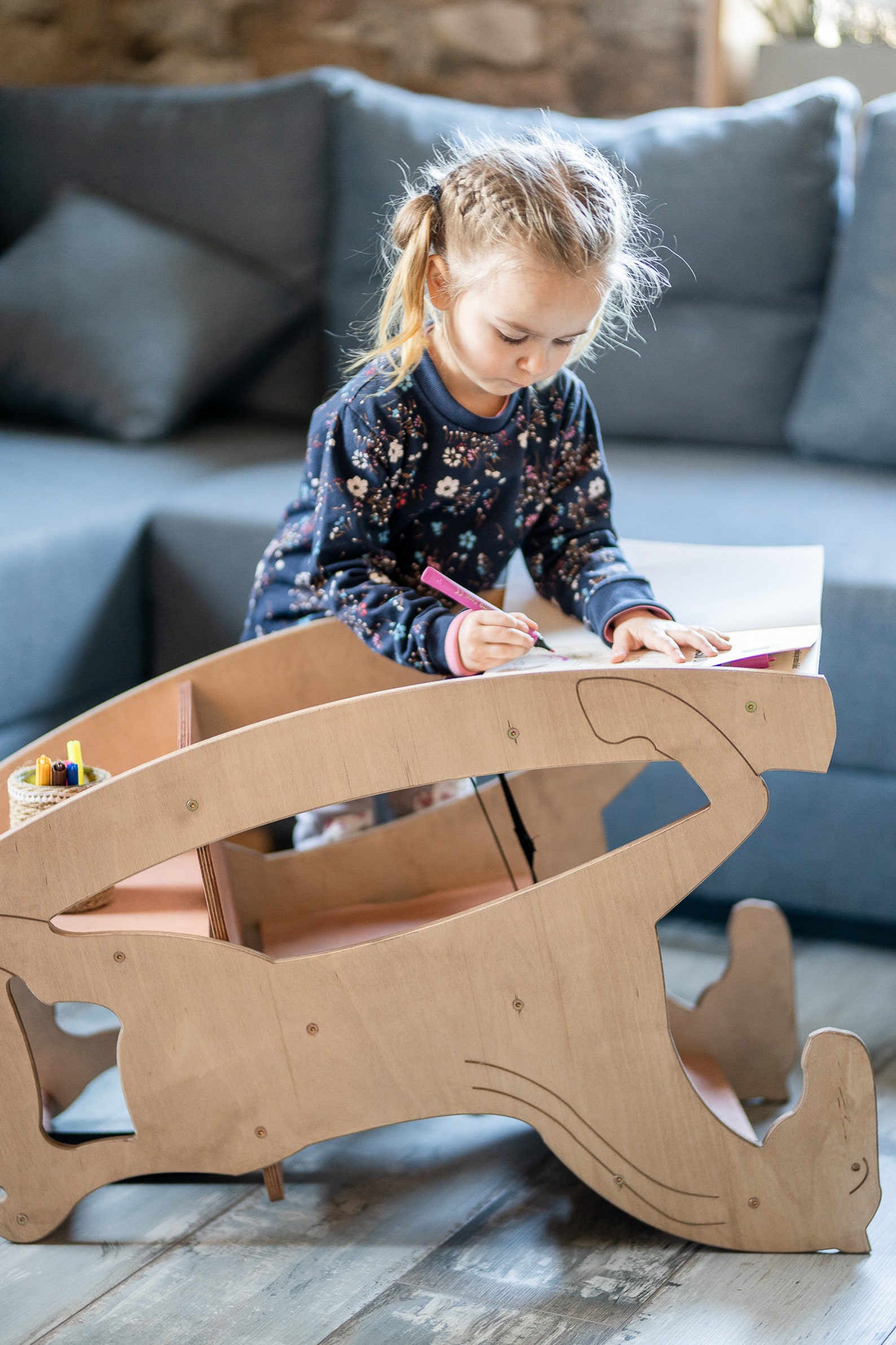 Toddler Rocker Plan DIY Plans for Toddler Rocking Horse 3 in 1, Wooden Baby Desk and High ...