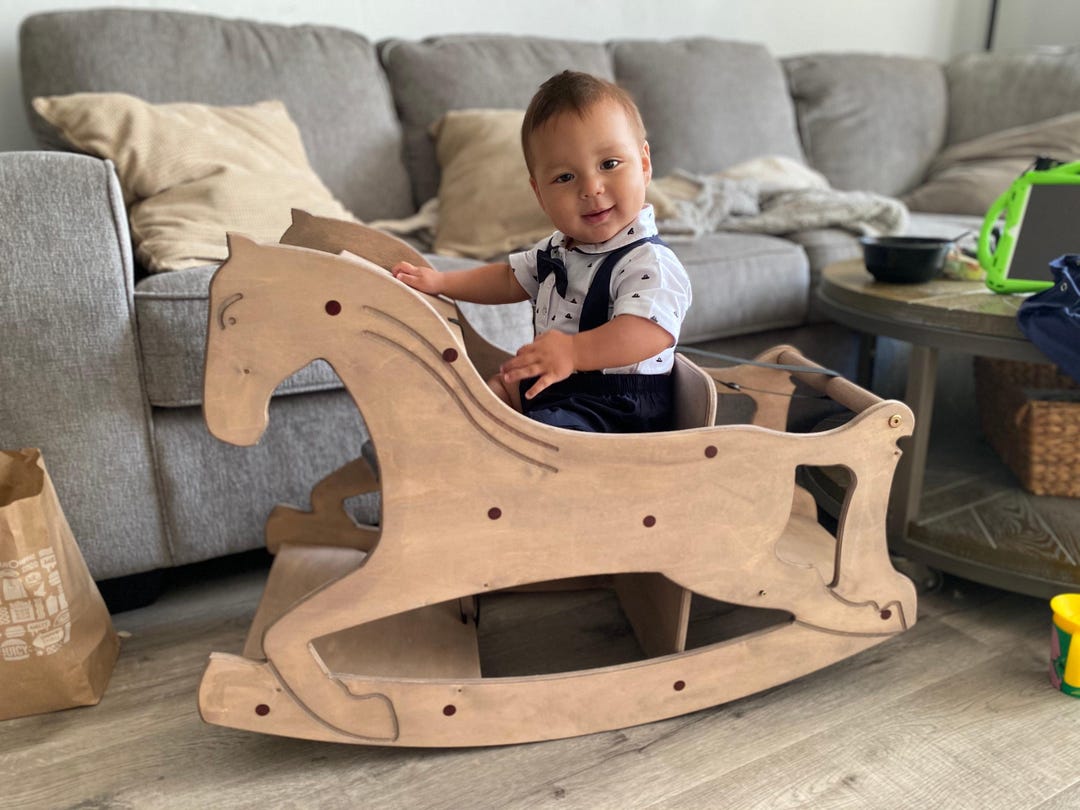 Labebe – Cheval à Bascule En Bois – Personnalisable – 12-36 Mois – Sécurisé Et Stable