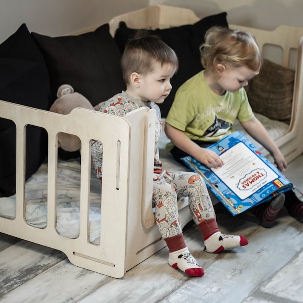 DIY Plans for Toddler Floor Bed with Rails, PDF cutout list, CNC friendly files.