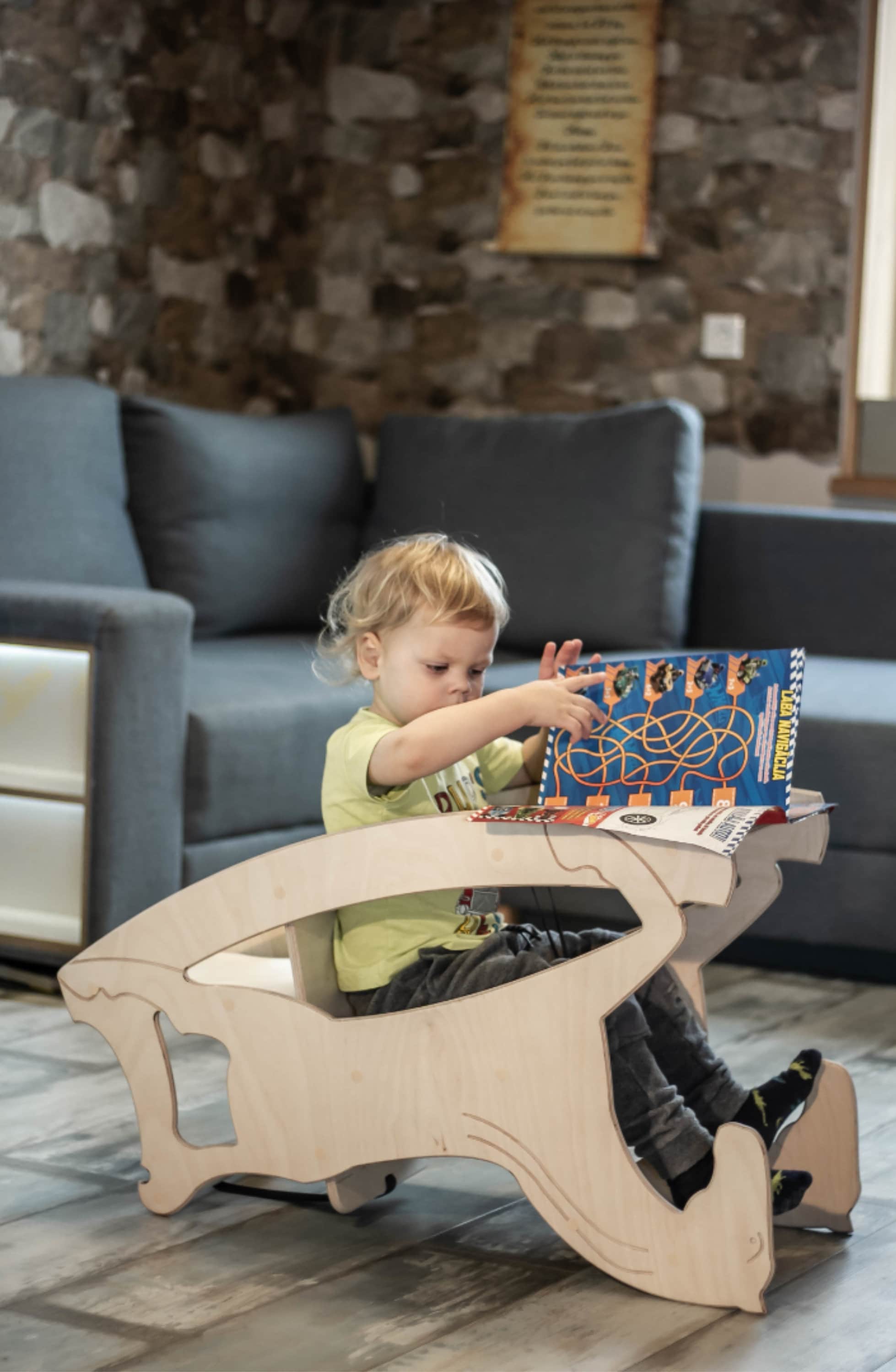 Montessori Toddler Rocking Horse 3 in 1 Table Chair and Rocker