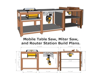 Planos de construcción para mesa móvil abatible para sierra ingletadora y banco de trabajo plegable para fresadora (PDF)