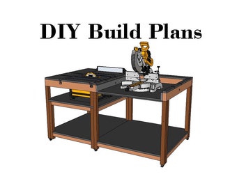 DIY Plans for Foldable Flip Top Miter Saw Table with Table Saw and Table Tracks for Sleds, Easy to Build, Compact, and Practical Woodworking