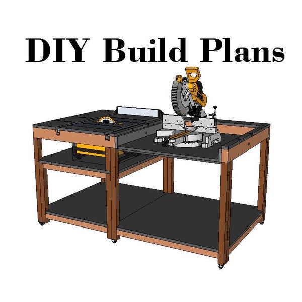 DIY Plans for Foldable Flip Top Miter Saw Table with Table Saw and Table Tracks for Sleds, Easy to Build, Compact, and Practical Woodworking