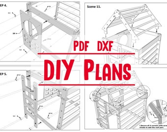 DIY Plans for Kids Playhouse with Slide, CNC Woodworking Plans, Toddler Climbing Jungle Gym Home, Indoor Playground, Do It Yourself