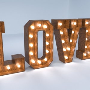 DIY Marquee Letters “LOVE” Sign Plan - Create Romantic Wood Decor for Wedding