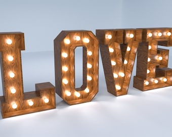 DIY Marquee Letters “LOVE” Sign Plan - Create Romantic Wood Decor for Wedding