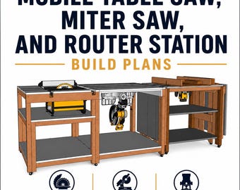 Flip Top Miter Saw Table Build Plans: Foldable Router Workbench (PDF)