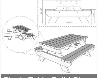 Picnic Table Plans: DIY 6-Foot Pine Outdoor Table (PDF)