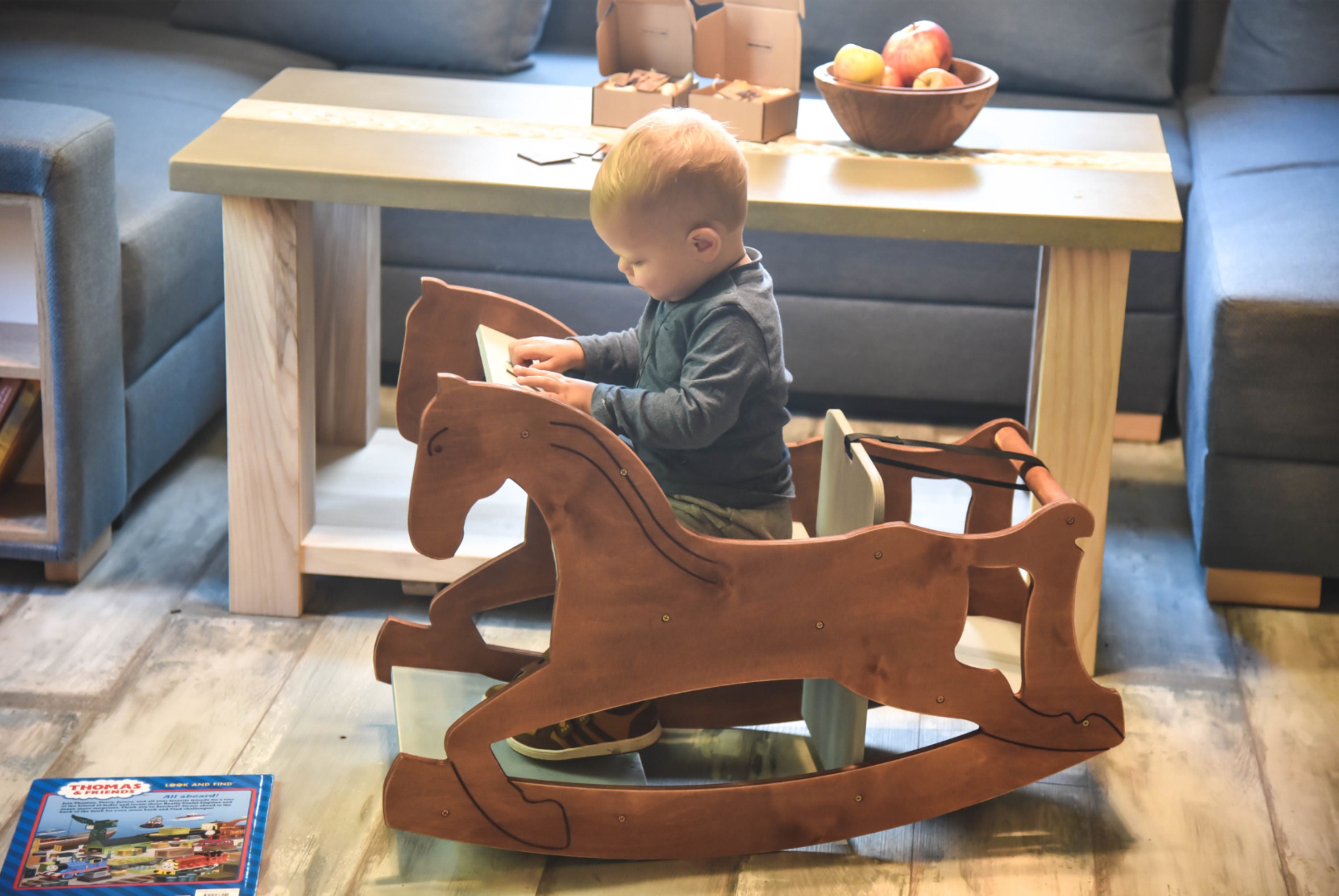 Montessori Toddler Rocking Horse - 3 in 1 Table, Chair, and Rocker, Best Christmas Gift.