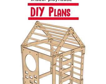 DIY Plans for Kids Playhouse with Slide, CNC Woodworking Plans, Toddler Climbing Jungle Gym Home, Indoor Playground, Do It Yourself