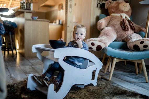 DIY 3-in-1 Rocking Horse Plans | Montessori Toddler Chair & Desk | PDF Woodworking Templates + CNC dxf