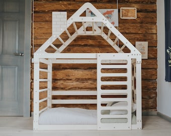 Toddler Floor Bed, Montessori House Bed, Climbing Playhouse.