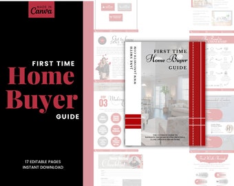Röd presentationsguide för förstagångsköpare | Handout för fastigheter | Tryckt fastighet | Fastighetsmarknadsföring | Direkt nedladdning
