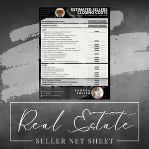 Seller Net Sheet | Real Estate Print | Realtor Information | Real ...