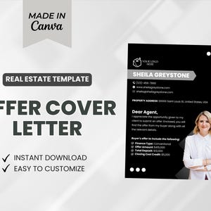 Plantilla de carta de oferta inmobiliaria moderna / Carta de oferta destacada / Marketing inmobiliario / Descarga instantánea