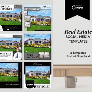 6 Instagram Post For Real Estate Agents | Real Estate Social Media| Realtor Instagram Template | Real Estate Marketing | Instant Download