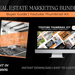 Orange Real Estate Marketing Bundle | Modern Home Buyer Guide | 30 YouTube Thumbnails | Real Estate Template | Instant Download