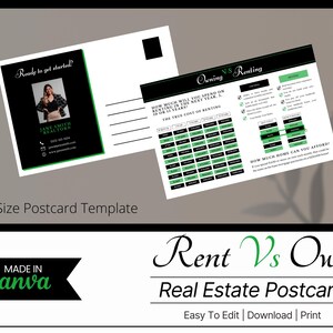 postale verte de l'immobilier 6 x 9 | Carte postale à louer ou à acheter | Immobilier Agriculture | Expédition immobilière| Carte postale pour acheteur