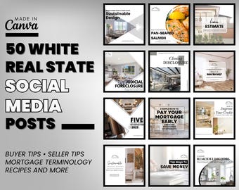 50 Social Media Post | Real Estate Agent Content Calendar | Realtor Content | Real Estate Marketing | Instant Download