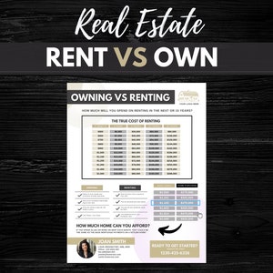 Rent Vs. Own Flyer | Real Estate Handout | Real Estate Print | Realtor Information | Real Estate Marketing | Instant Download