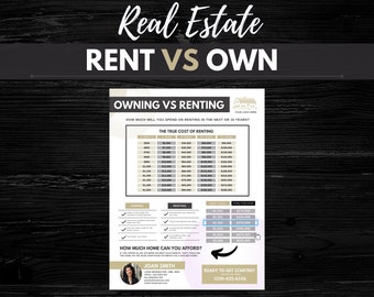 Rent Vs. Own Flyer | Real Estate Handout | Real Estate Print | Realtor Information | Real Estate Marketing | Instant Download