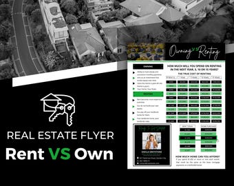 Green Rent Vs. Own Flyer | Real Estate Handout | Real Estate Print | Realtor Information | Real Estate Marketing | Instant Download