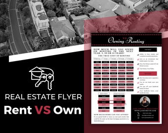 Red Rent Vs. Own Flyer | Real Estate Handout | Real Estate Print | Realtor Information | Real Estate Marketing | Instant Download