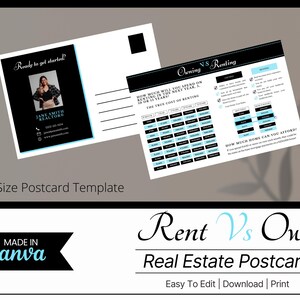 postale bleu-clair de l'immobilier 6 x 9 | Carte postale à louer ou à acheter | Immobilier Agriculture | Expédition immobilière| Carte postale pour acheteur
